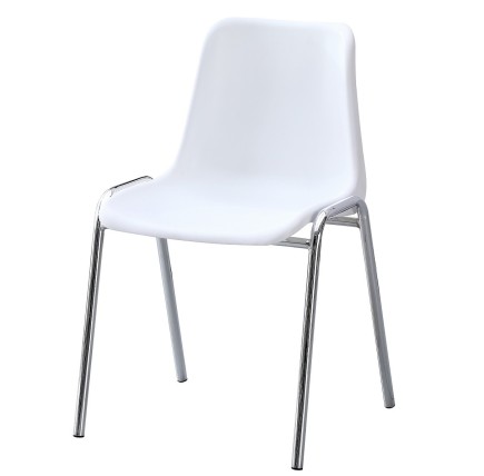 Silla CARCASA, apilable, cromada, polipropileno blanco