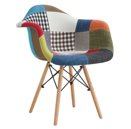 Sillón STAR PAT22, madera, tejido patchwork color 22
