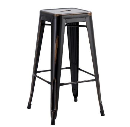 Taburete TOL EK VINTAGE, acero, negro