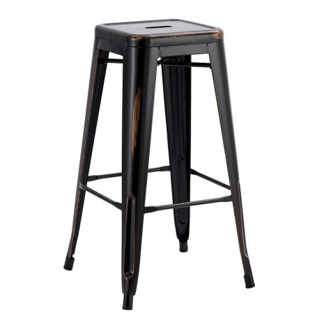Taburete TOL EK VINTAGE, acero, negro