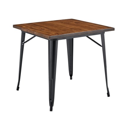Mesa TOL EK WOOD, acero, madera, negra, 80x80 cms