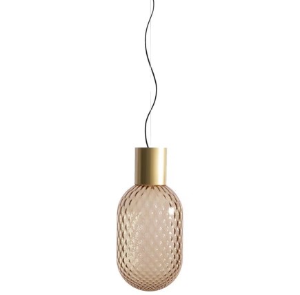 Lámpara GERA COH43, colgante, aluminio, dorada, cristal