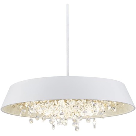 Lámpara JENA BL, colgante, metal, blanca, cristal, led