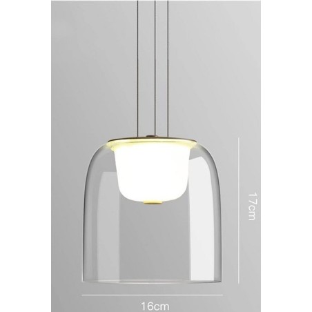 Lámpara WITTEN H170, colgante, metal, cristal, led
