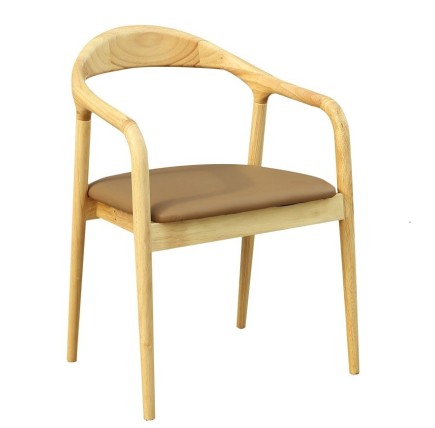 Sillón BALCANES, madera de haya, natural, similpiel marrón