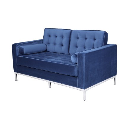 Sofá ARLES, 2 plazas, tejido velvet azul