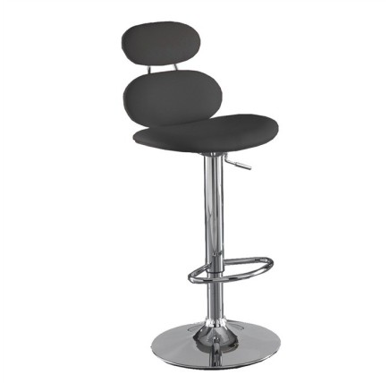 Taburete DOURO, cromado, similpiel negra