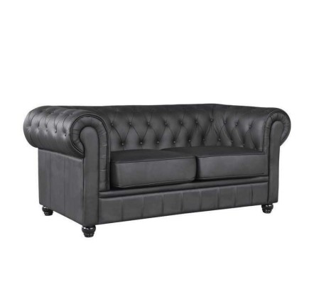 Sofá CHESTER NEW, 2 plazas, similpiel negra