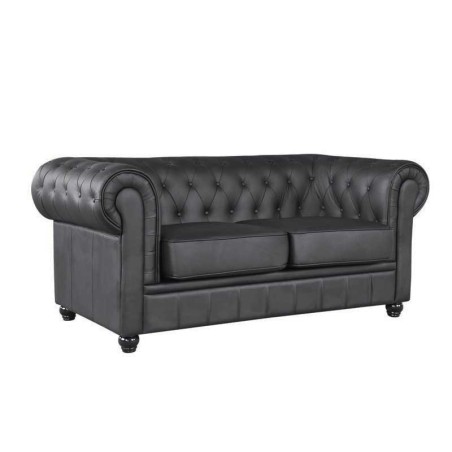 Sofá CHESTER NEW, 2 plazas, similpiel negra