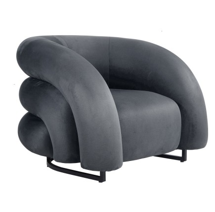 Sillón KARLOVY, tapizado velvet gris