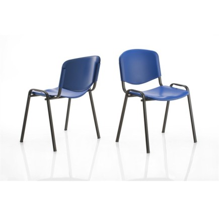 Silla NIZA, chasis negro y plástico azul