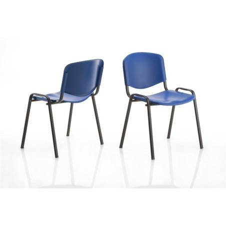 Silla NIZA, chasis negro y plástico azul
