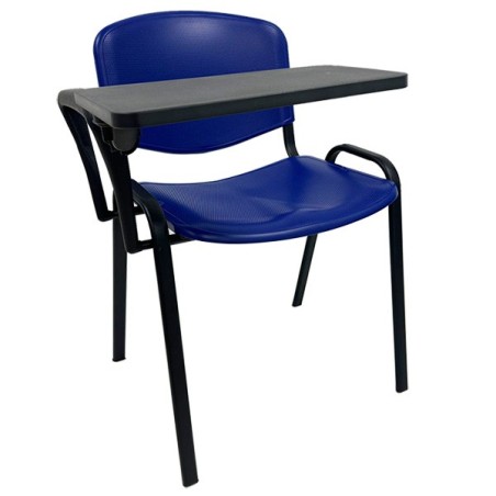 Silla NIZA con pala de escritura, asiento y respaldo en plástico azul