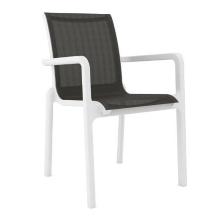 Sillón NEPTUNO, apilable, polipropileno blanco, batyline antracita