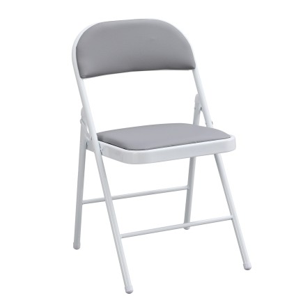 Silla SMART, plegable, metal, epoxi blanco, vinilo gris claro