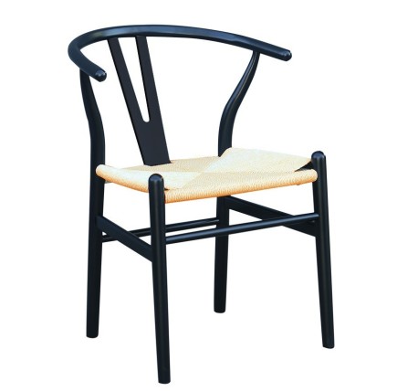 Silla WISH, madera de haya, negro, fibra trenzada