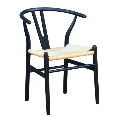 Silla WISH, madera de haya, negro, fibra trenzada