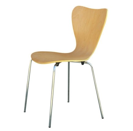 Silla JACOBO, apilable, cromada, acabado natural