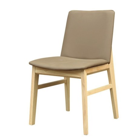 Silla ALPES, madera de haya, natural, similpiel marrón