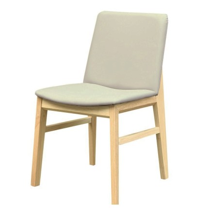 Silla ALPES, madera de haya, natural, similpiel gris