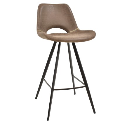 Taburete ANTIBES, metal, similpiel marrón oscuro