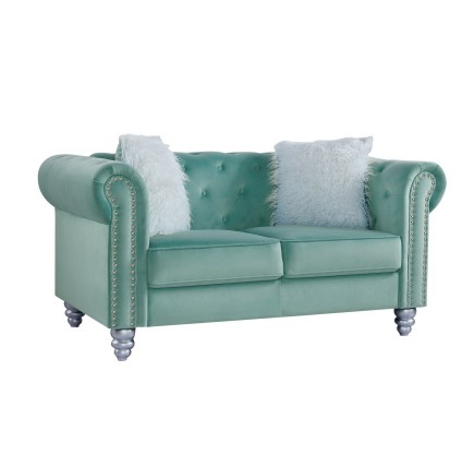 Sofá CHESTER STYLE, 2 plazas, tapizado velvet verde agua 58