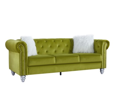 Sofá CHESTER STYLE, 3 plazas, tapizado velvet verde 38