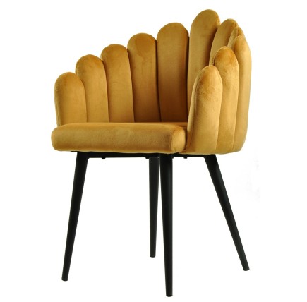 Sillón DEVIN, metal, tapizado velvet amarillo