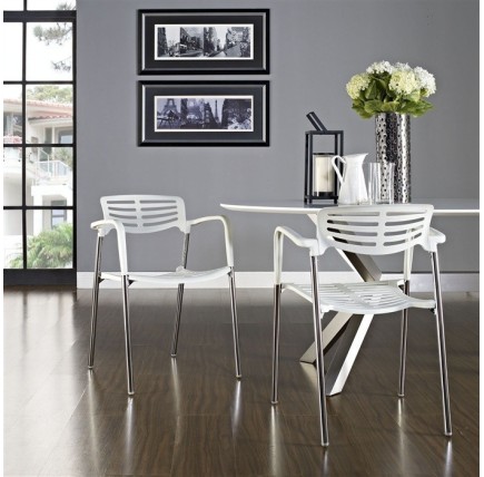 Sillón ALBENIZ, cromado, polipropileno blanco