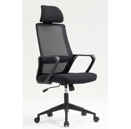 Sillón de oficina MARIO, alto, negro, malla y asiento negro