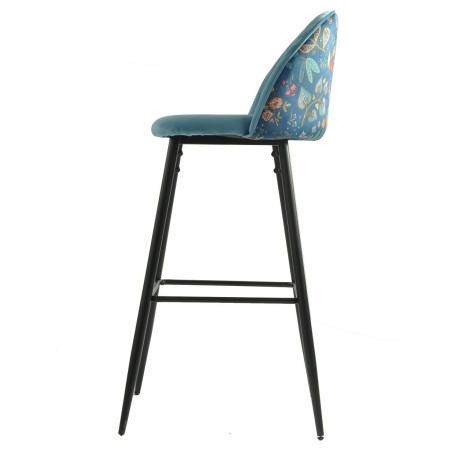 Taburete CARNAVAL SKY BLUE, metal, tapizado velvet azul con trasera carnaval