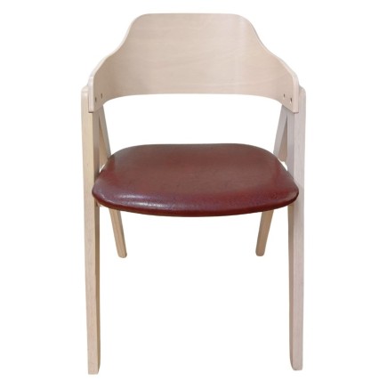 Sillón JARSY, madera de hevea, natural, similpiel marrón