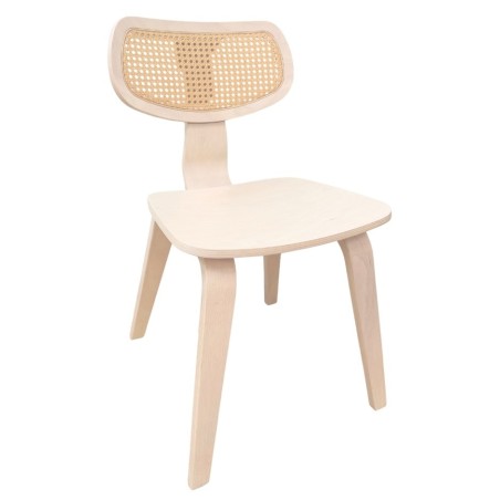 Silla CORBEL, contrachapado de madera de hevea, rejilla, acabado natural