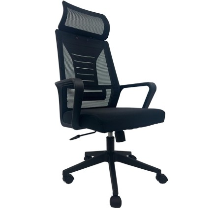 Sillón de oficina UTRECH, alto, negro, malla y tejido negro