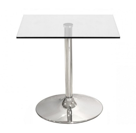 Mesa BERNIE 60C, cromada, cristal templado 60 x 60 cms