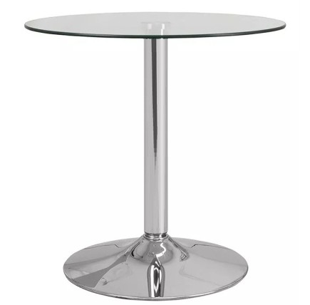 Mesa BERNIE 60R, cromada, cristal templado 60 cms diámetro