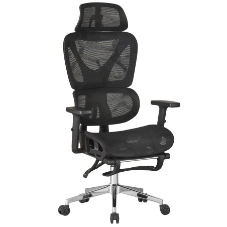 Sillón de oficina LORRIS, alto, ergonómico, malla y asiento negro