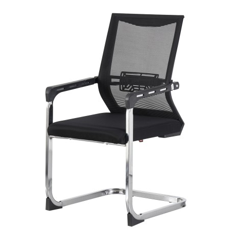 Sillón de oficina FLERS, fijo de patín, cromado, malla negra