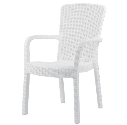 Sillón ARUBA, apilable, polipropileno blanco