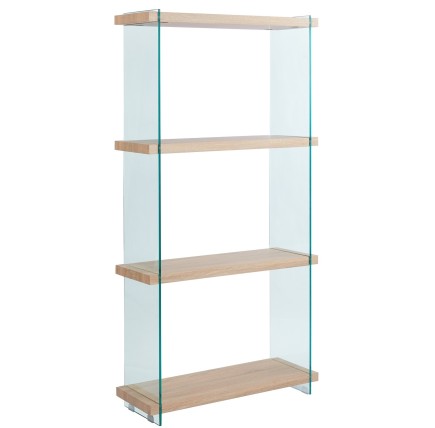Estantería OSIRIS NEW, madera, cristal templado, 84x30x165 cms
