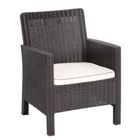 Sillón ADRIATICO, polipropileno marrón chocolate, cojín beige