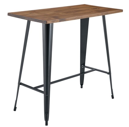 Mesa TOL EK WOOD, alta, acero, madera, negra, 120x60 cms