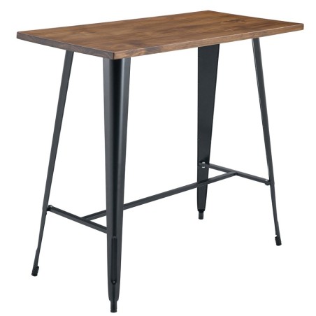 Mesa TOL EK WOOD, alta, acero, madera, negra, 120x60 cms