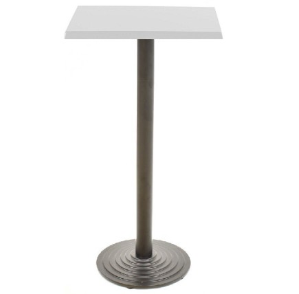 Mesa alta EBRO, negra, base de 110 cms y tapa de 60x60 cms. Color a elegir, Tableros de 60x60 cms: WERZALIT SM - BLANCO 01