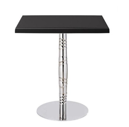 Mesa LUXOR, acero inox., tapa de 60x60 cms. Color a elegir, Tableros de 60x60 cms: WER-UNIART, NEGRO 3190