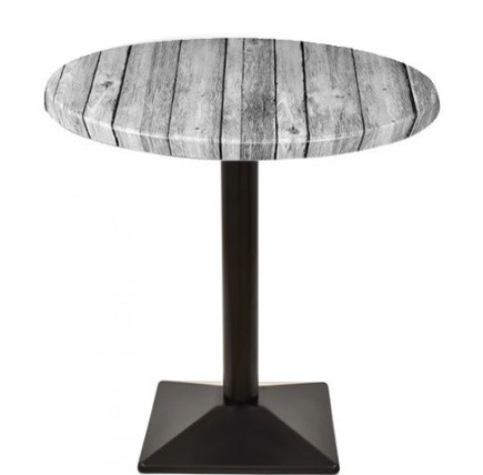 Mesa SOHO, negra, base de 72 cms y tapa de 70 cms. Color a elegir, Tableros de 70 cms: WERZALIT ALEMANIA - ANTIQUE WHITE 202